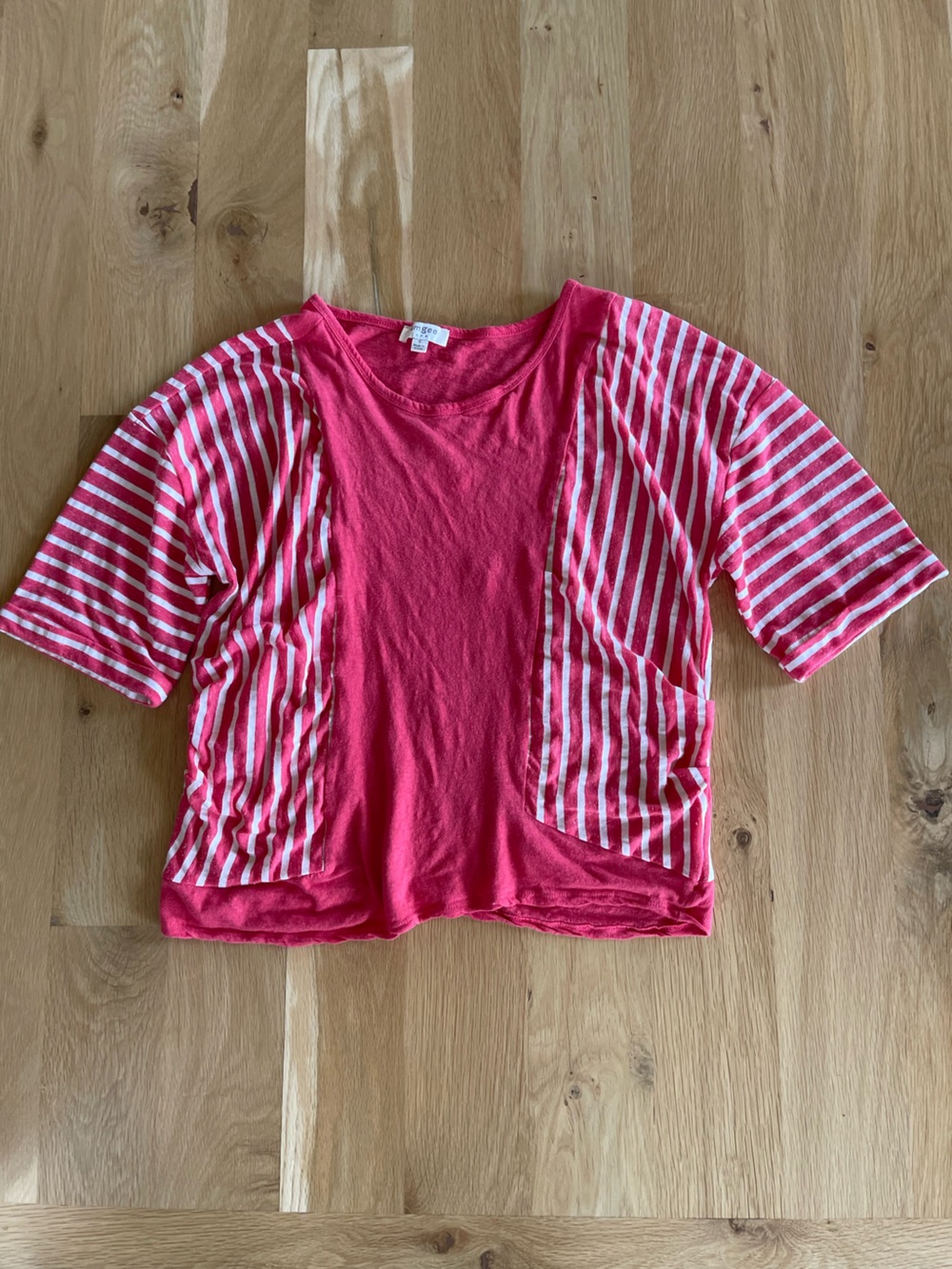 UMGEE red orange  Striped Short Sleeve Top